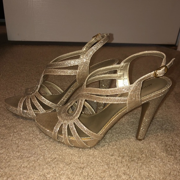 Audrey Brooke Shoes - Gold Sparkly & Strappy Heels
